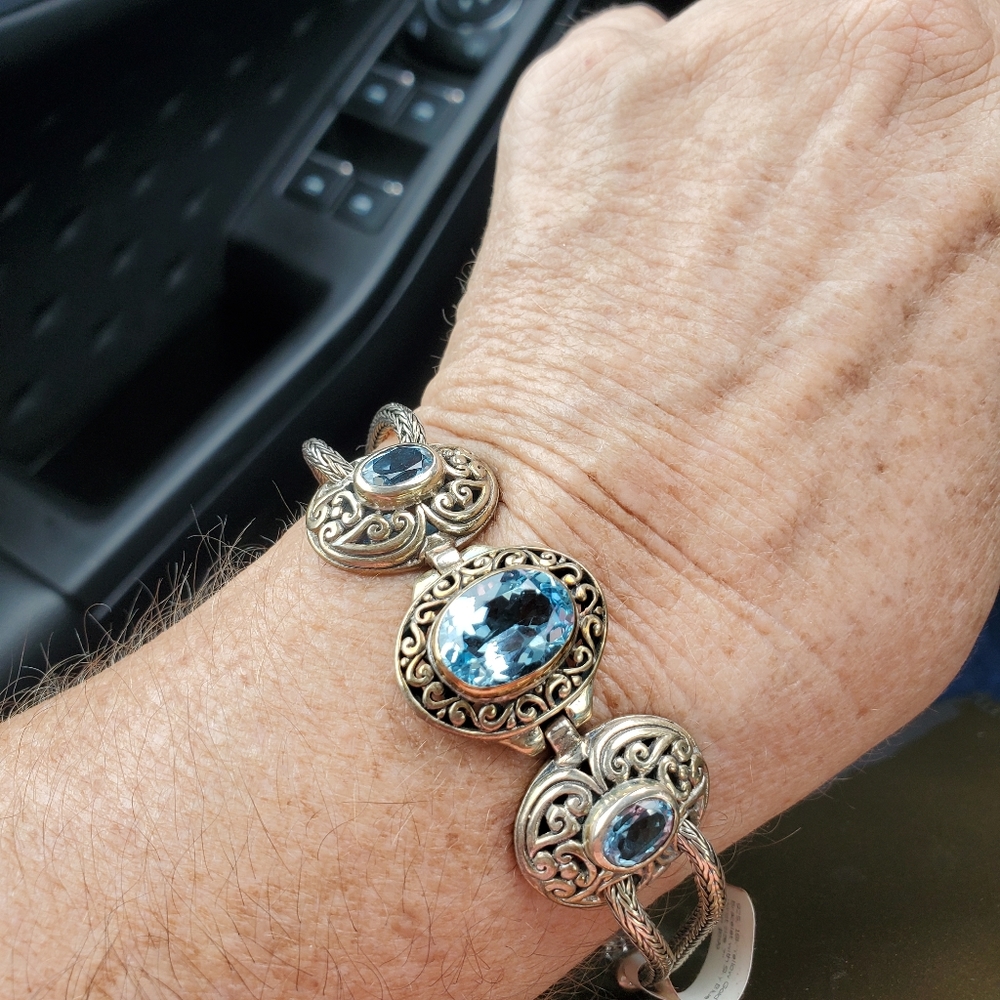 Bali byzantine blue topaz toggle bracelet